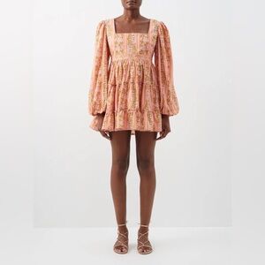 AGUA BY AGUA BENDITA Avena Floral-Print Cotton-Poplin Mini Dress